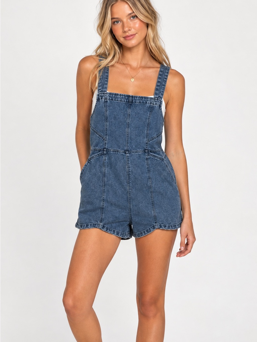 Vigoss NEW DENIM ROMPER size L large cottage summer